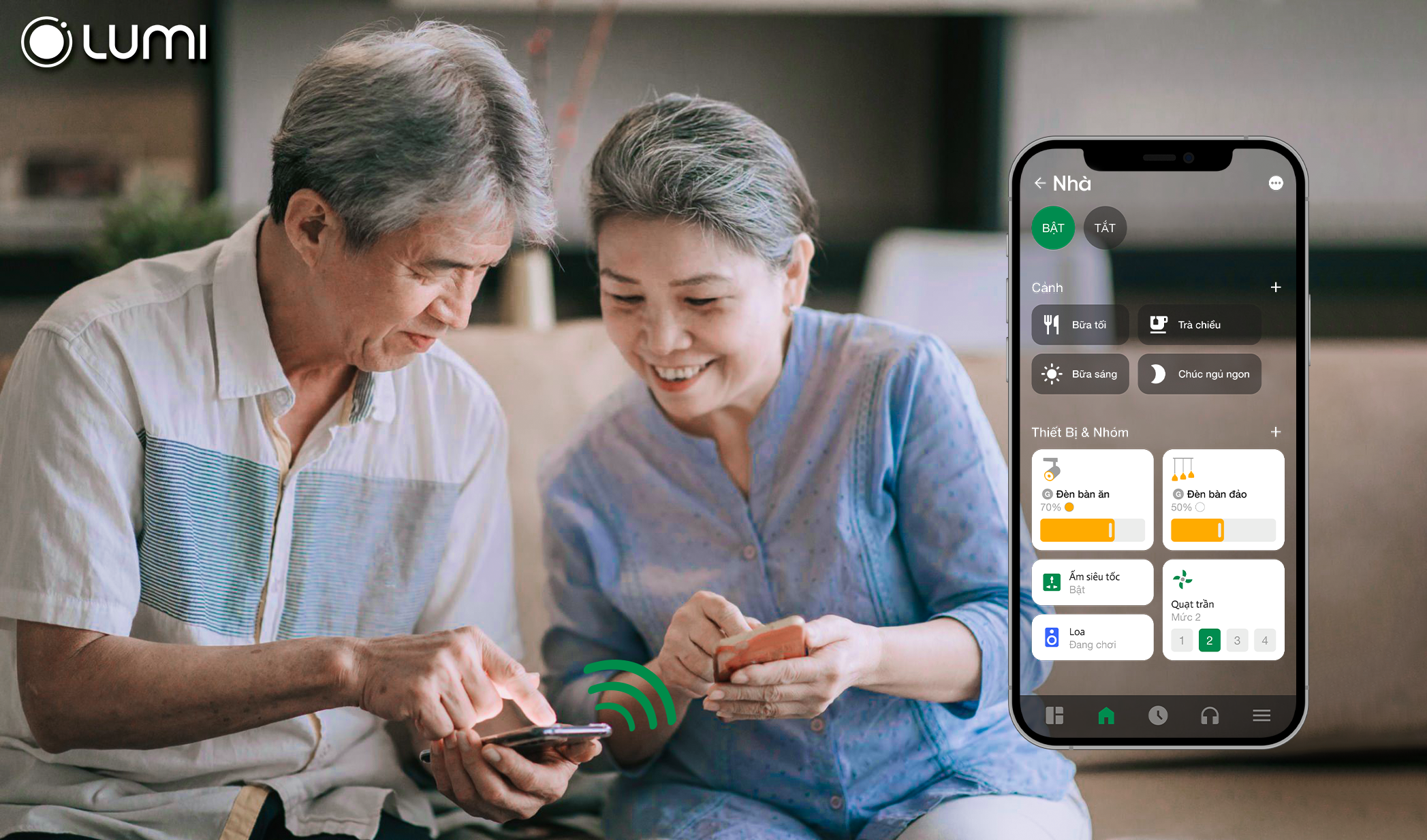Ông bà điều khiển nhà thông minh bằng điện thoại